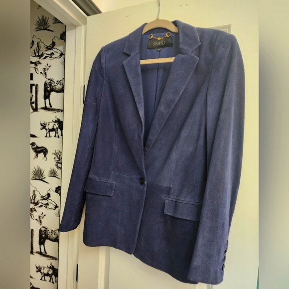 Gucci Navy Suede Jacket/Blazer - Picture 1 of 5